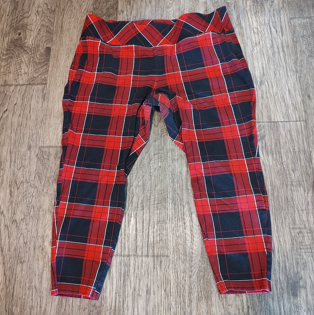 Torrid Red Plaid Straight Leg Plus Size Pants Size 3R